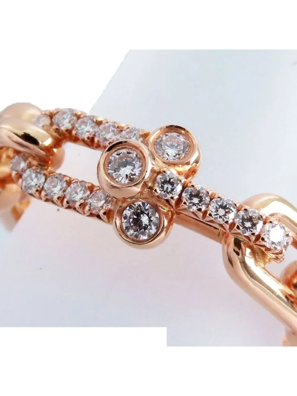 Tiffany & Co Ring Pink Gold 18k Diamond Small Link Rose